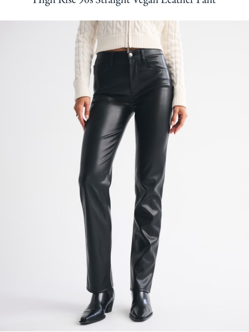 Abercrombie & Fitch Black High-Rise Straight Vegan Leather Jeans